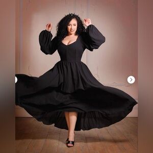 Pinup Couture PUG Lucrezia Renaissance Maxi Gown in Black Stretch Crepe L NWOT
